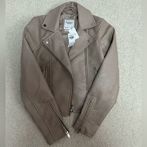 Abercrombie Taupe vegan Leather Jacket
